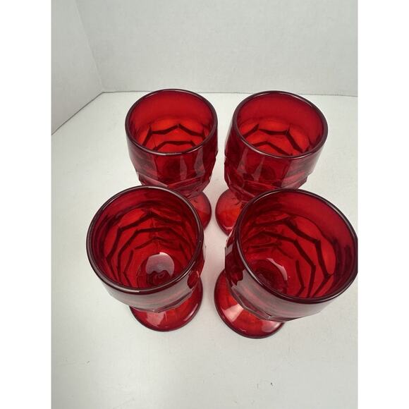 Viking Glass Georgian Wine Goblet 4 Ruby 5 1/4" T ca 1940-1980 - Picture 5 of 5